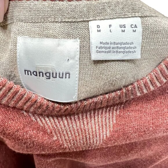 Manguun Mens Copper Brown Crew Neck Slim fit Pullover Sweater Size Medium - Picture 7 of 11